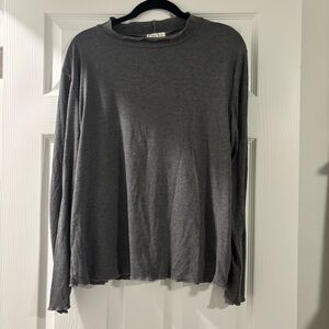 Gray Mock Turtleneck Long Sleeve Shirt